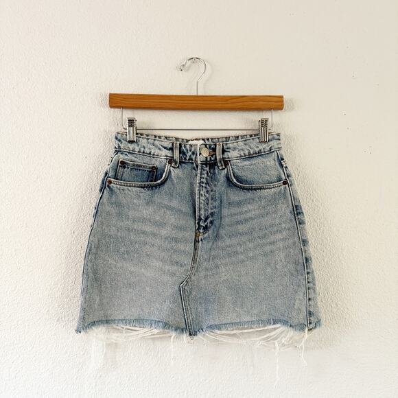 Zara Dresses & Skirts - Zara Denim Skirt womens small distressed acid wash jeans